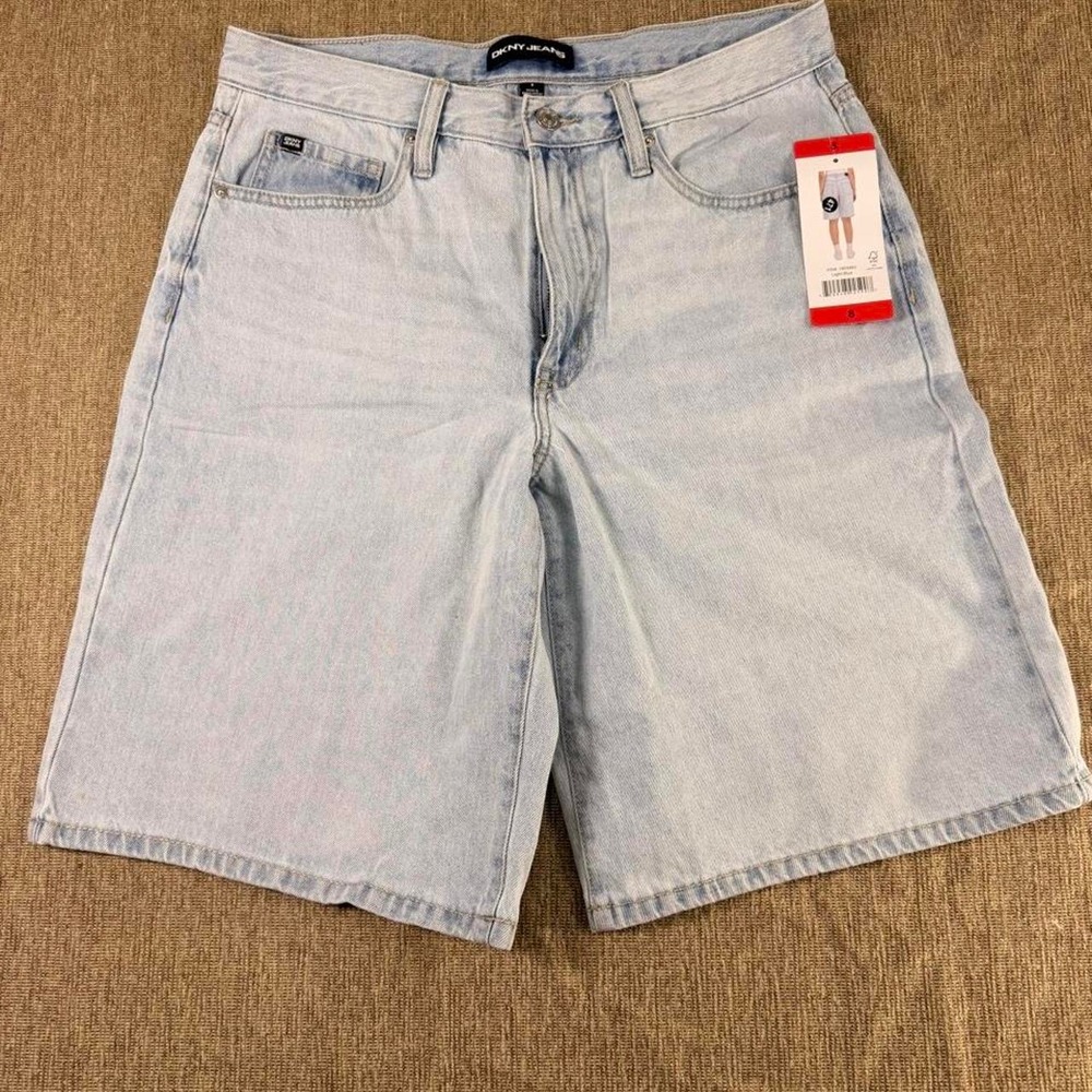DKNY Jeans Womens Light Blue High Rise Denim Bermuda Shorts Size 8 NWT 1959493